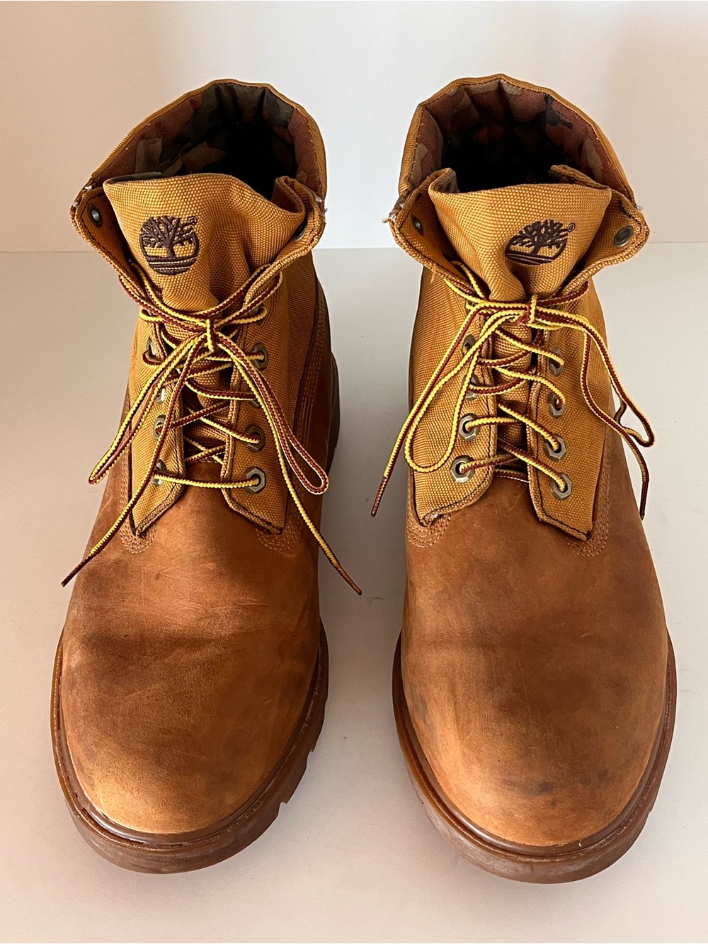 Timberland Roll Top Canvas Leather Boots Wheat Camo Men 13 Excellent Condition